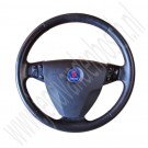 Leren stuur met airbag en radiobedieningsknoppen, gebruikt, Saab 9-3 versie 2, bouwjaar 2006 tm 2011, ond. nr. 12757872, 12774365